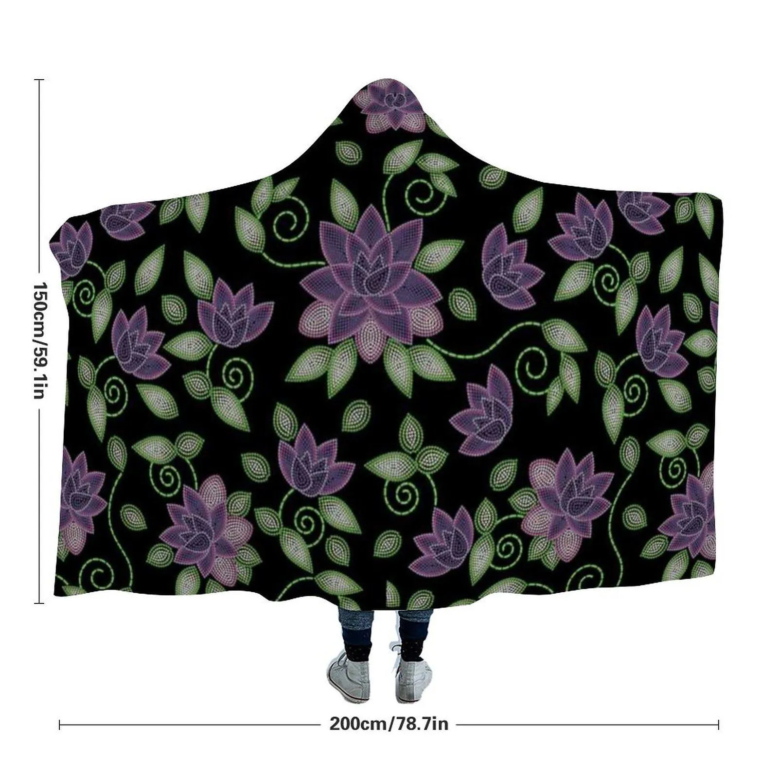 Purple Beaded Rose Hooded Blanket