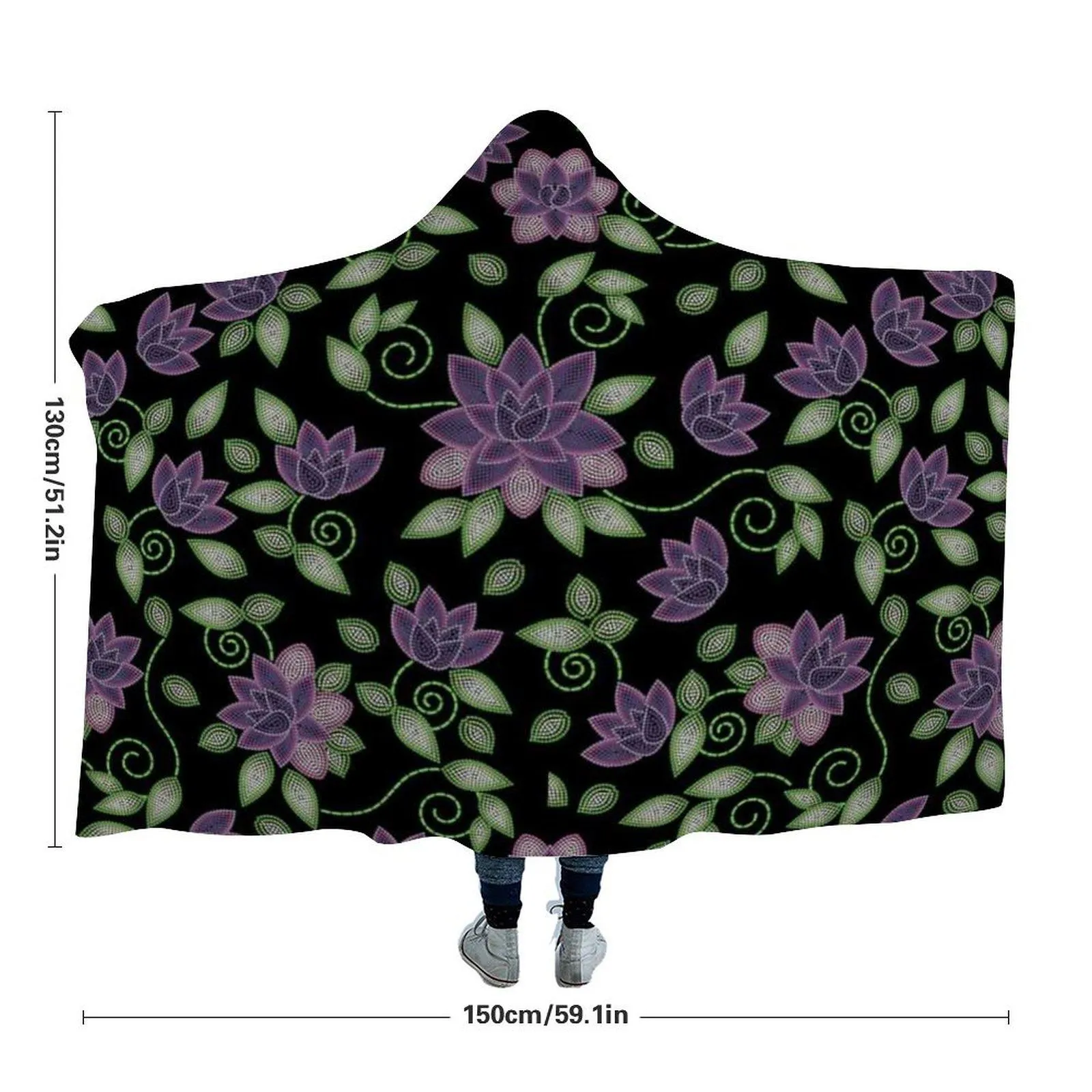 Purple Beaded Rose Hooded Blanket