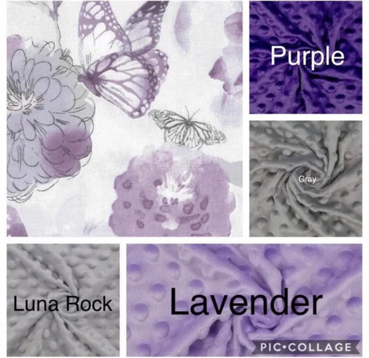 Purple Watercolor Butterflies and Floral Weighted Blanket or Lap Pad Cotton Fabric - Toddler, Child, Teen, Adult -Dot Minky - Anxiety, Sleep.