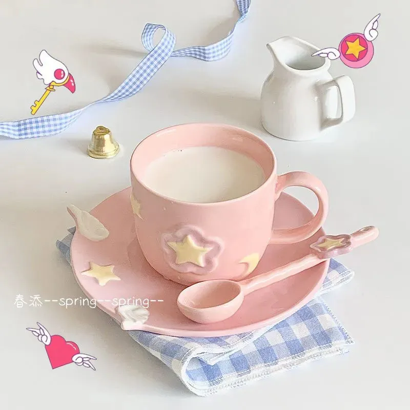 Sakura Ceramic Cup Saucer & Spoon Set