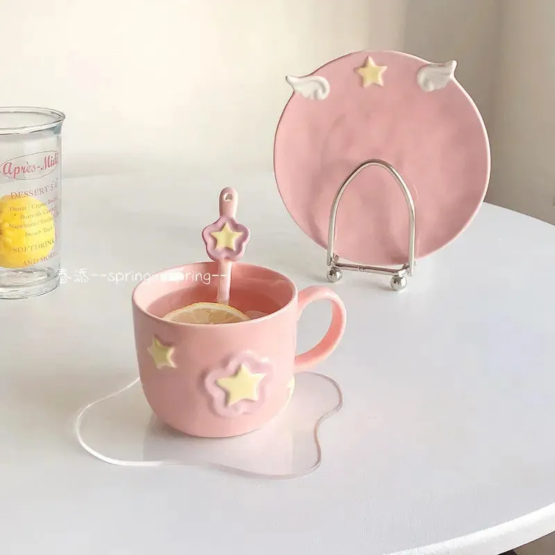 Sakura Ceramic Cup Saucer & Spoon Set