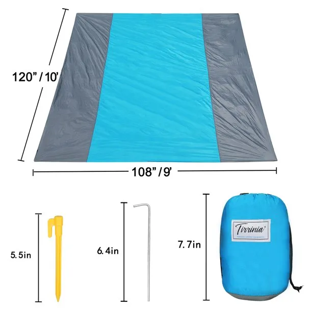 Sand-Free Beach Blanket and Inflatable Pillow Set