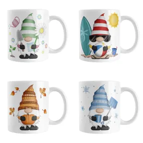 Set of 4 Seasonal Gnome Mugs