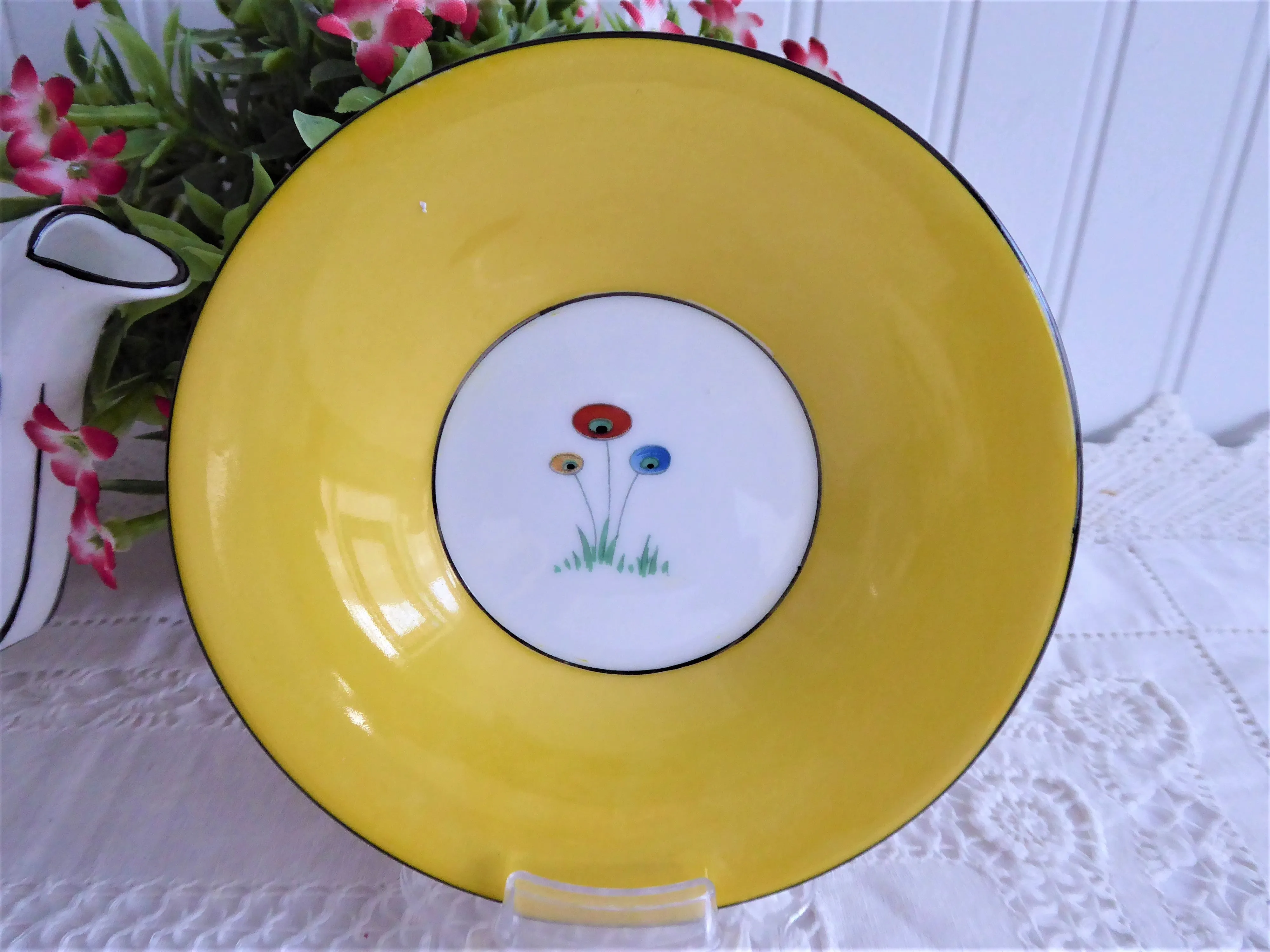 Shelley Crabtree Art Deco Cup And Saucer Yellow Demitasse 1930s Mocha Shape