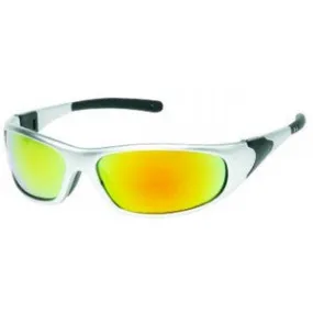 Silver Frame - Orange Mirror Lens - Rubber Tips Safety Glasses