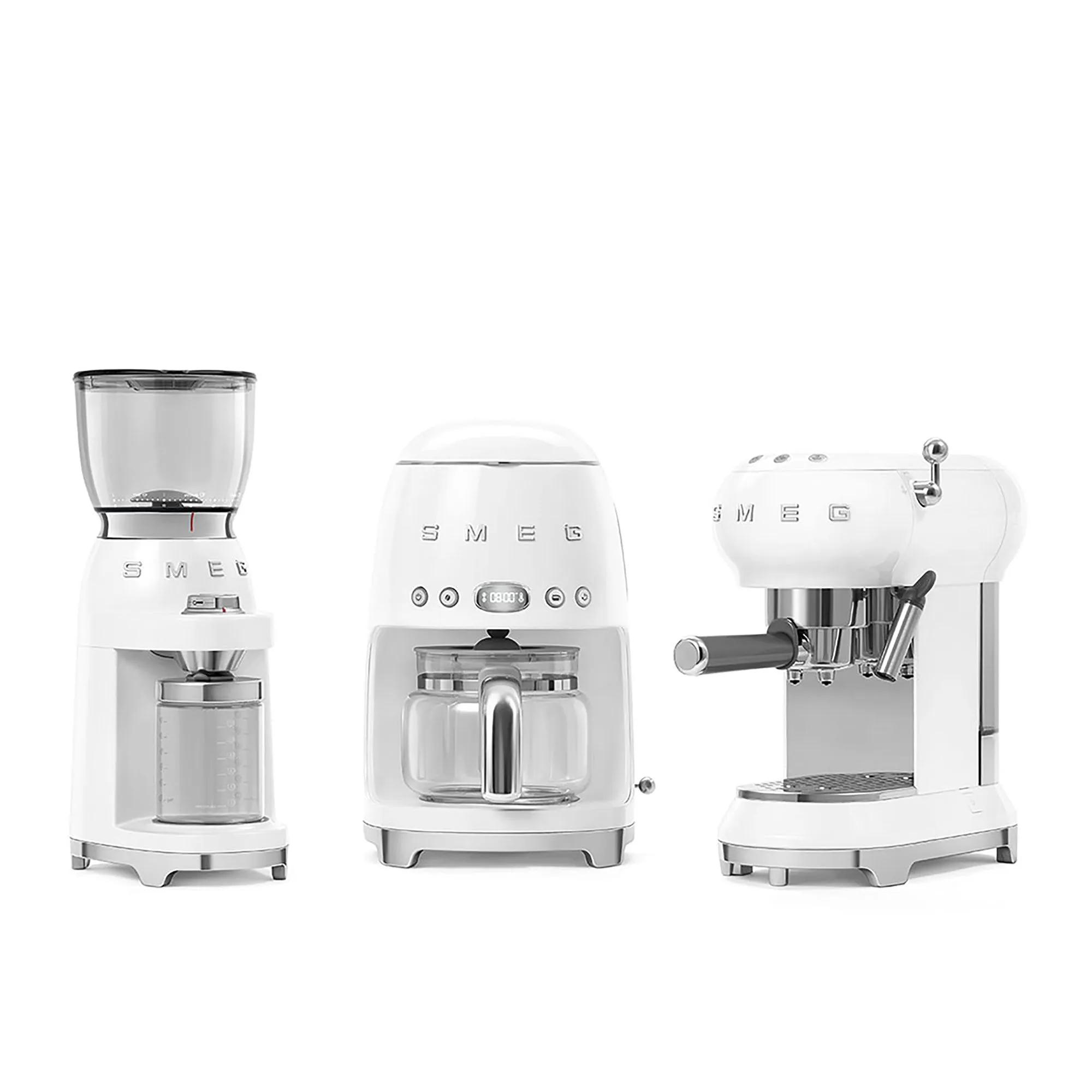 Smeg 50's Retro Style ECF01 Espresso Coffee Machine in White