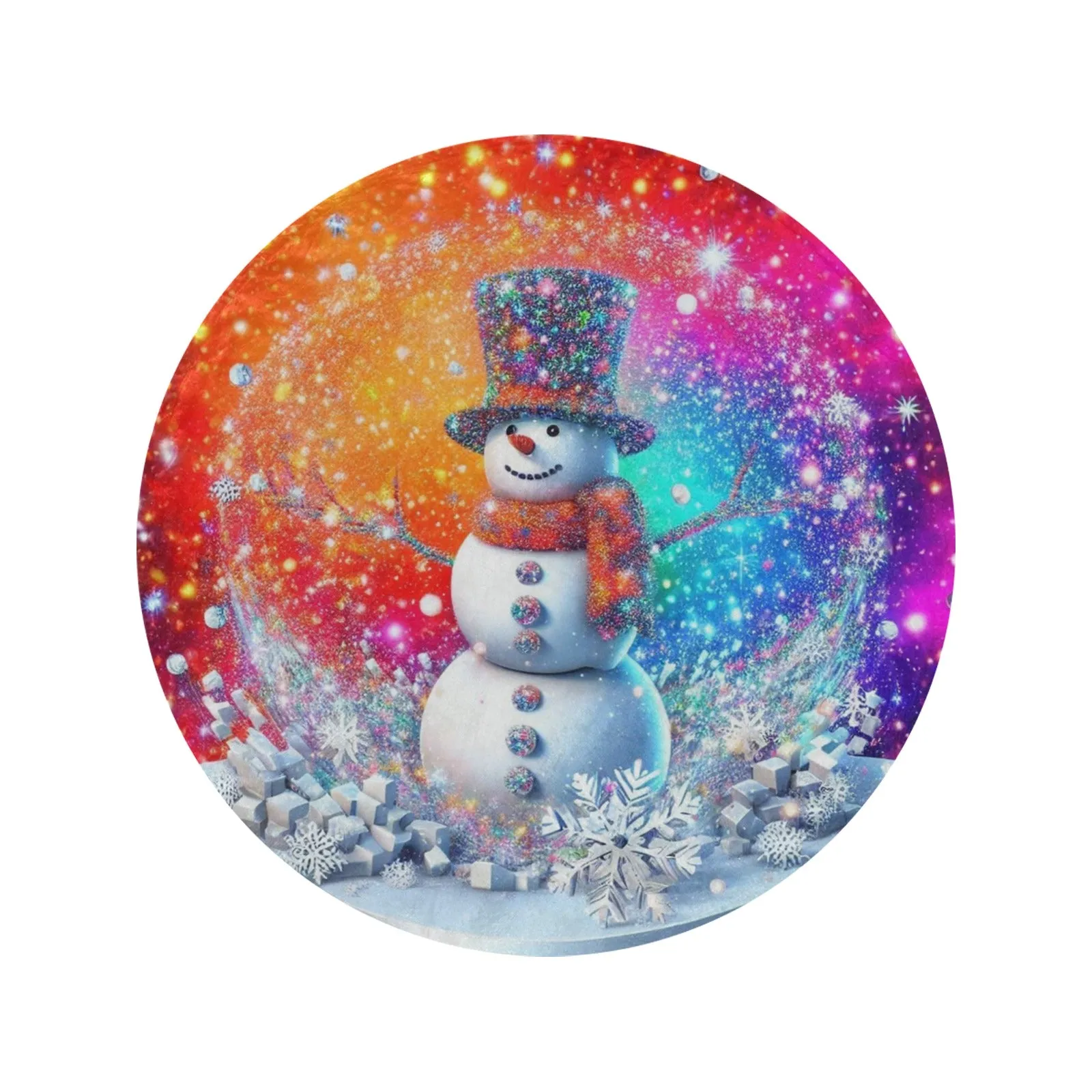 Snowman Circular Micro Fleece Blanket