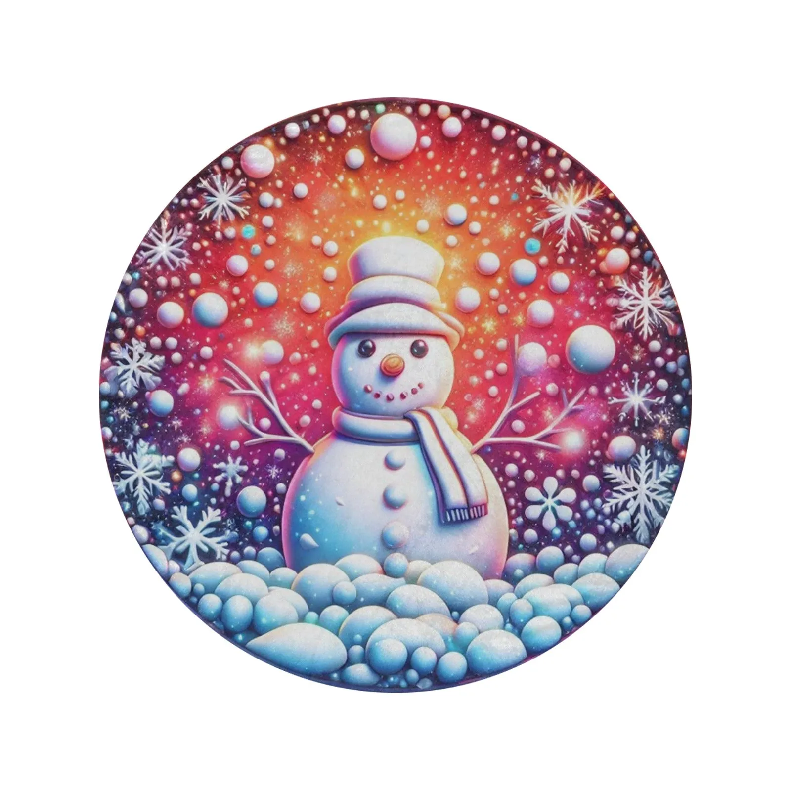 Snowman Circular Micro Fleece Blanket