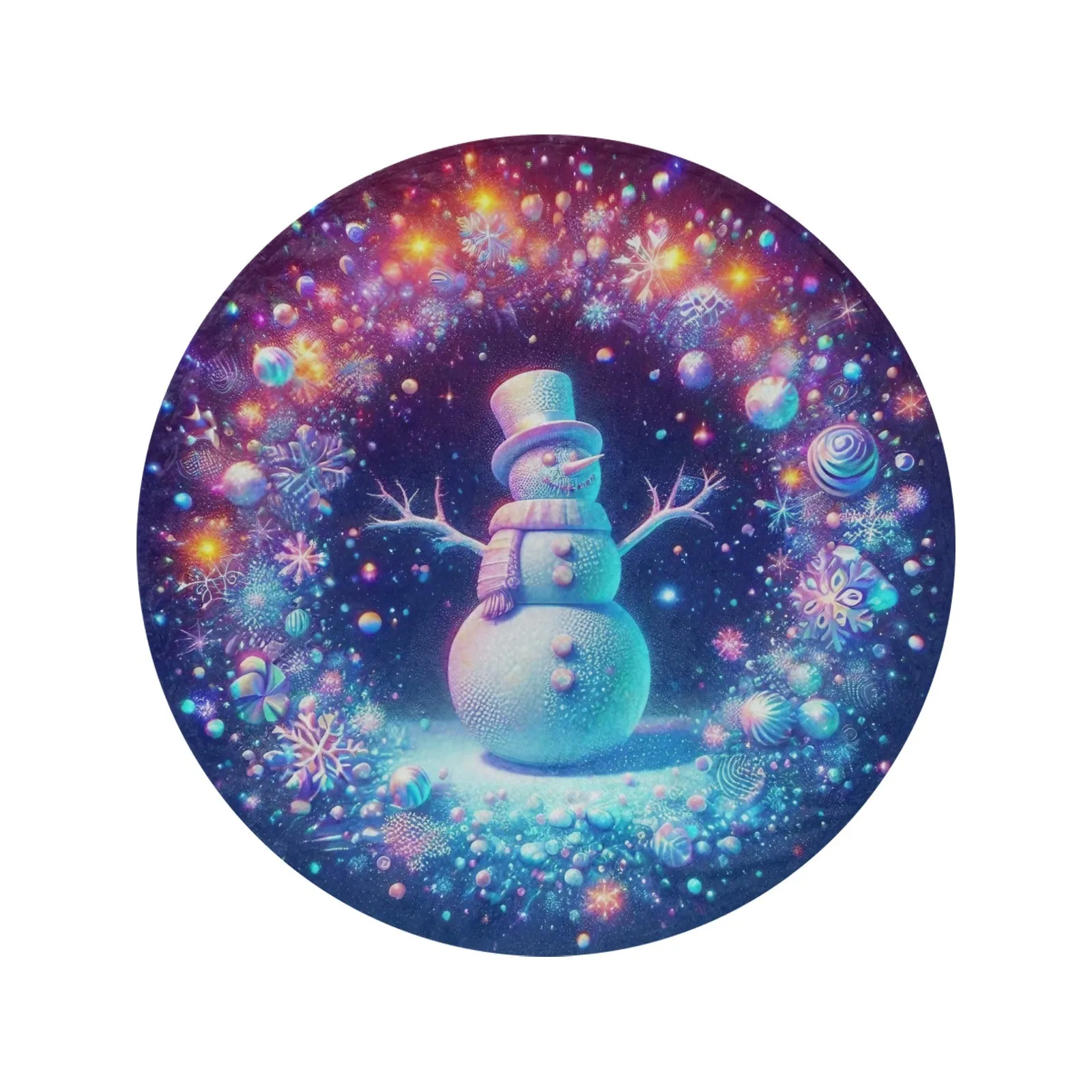 Snowman Circular Micro Fleece Blanket