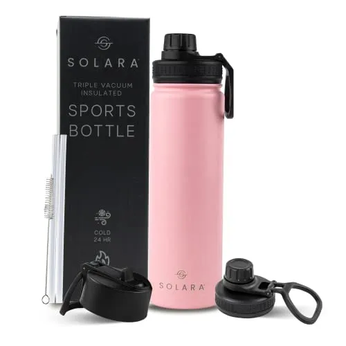 SOLARA Insulated Water Bottle 650ml, Hot Water Bottle, Thermosteel Water Bottle for Travel, Home, Office, School, Gym, Adults, Water Bottle Hot and Cold, Sipper Bottle, Angle Pink