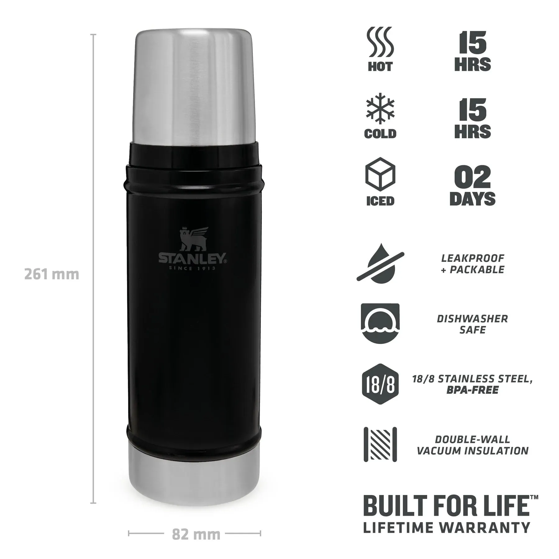 Stanley Flask Classic Vacuum Bottle 0.47L Matt Black