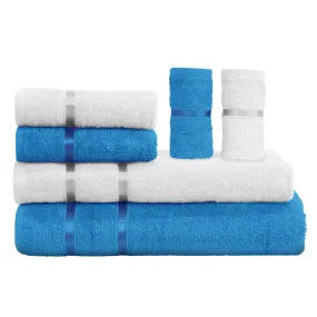 Story@Home 6 Piece Combo 450 GSM Cotton Soft Towel Set -Aqua and White.