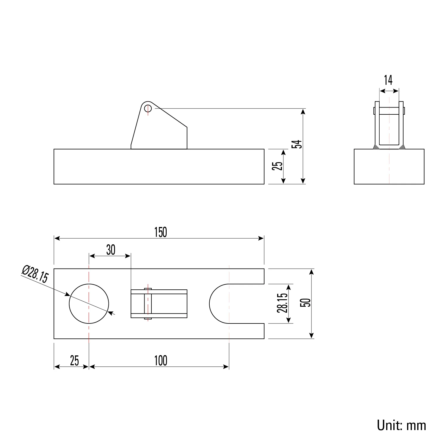 Table Mount Base Kit, Fit 28 mm Holes