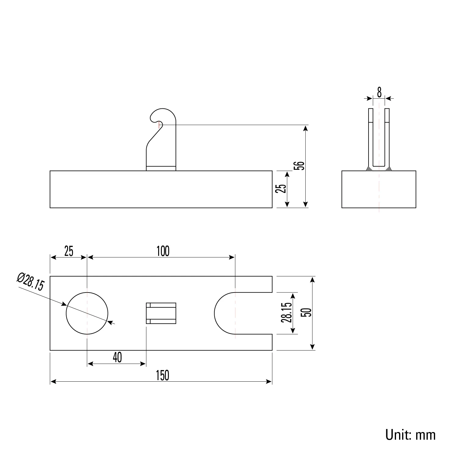 Table Mount Base Kit, Fit 28 mm Holes