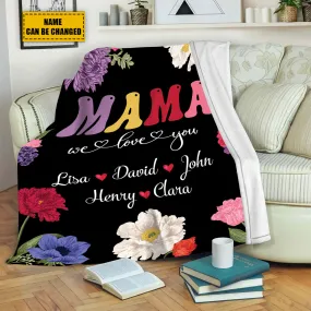 Teesdily | Customized Unique Mothers Day Throw Blanket For Mommy Mama We Love You Fleece Blanket Floral Mom Gifts Best Gifts From Daughter Son