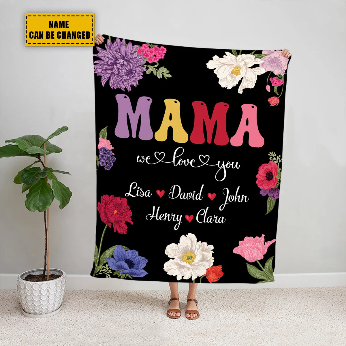 Teesdily | Customized Unique Mothers Day Throw Blanket For Mommy Mama We Love You Fleece Blanket Floral Mom Gifts Best Gifts From Daughter Son