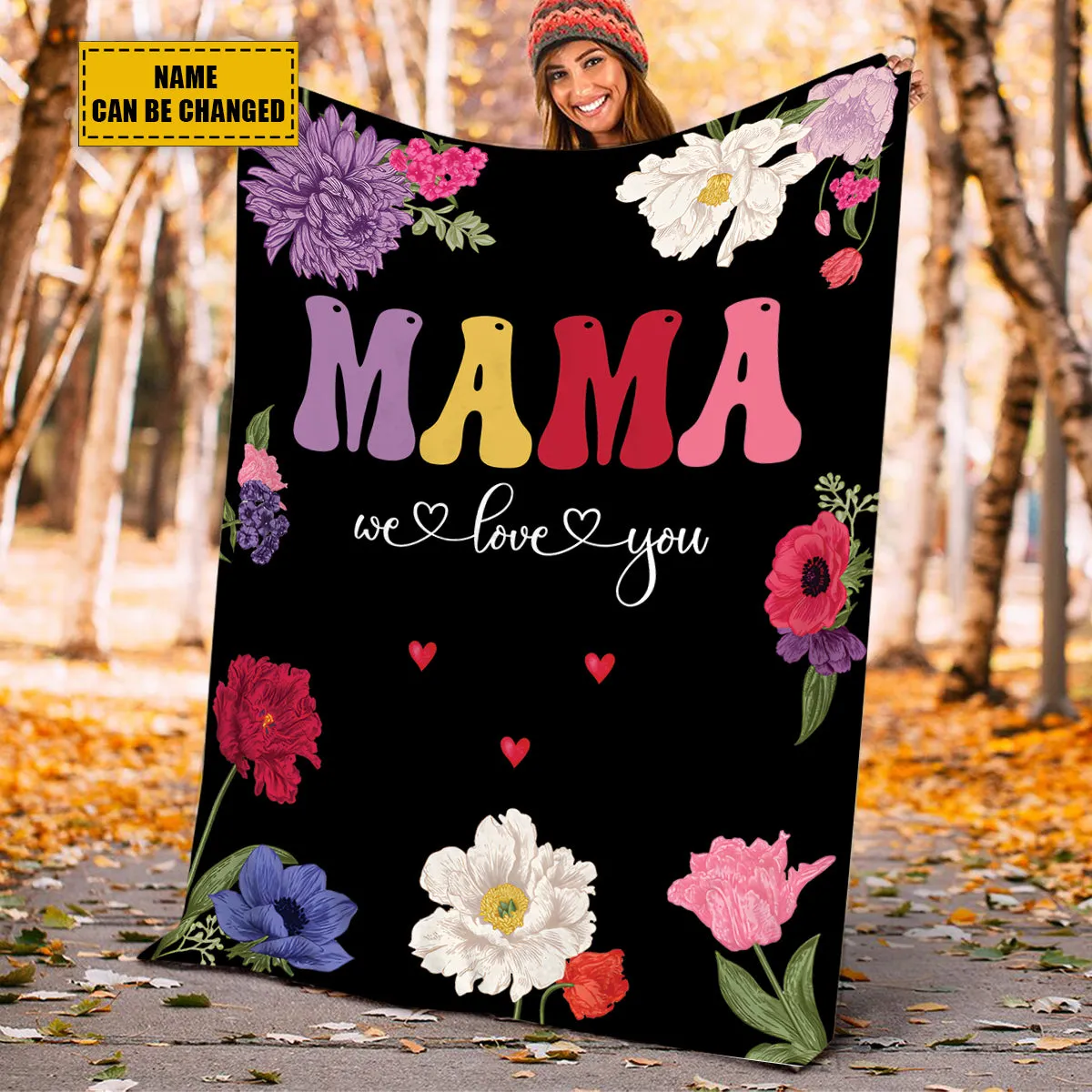 Teesdily | Customized Unique Mothers Day Throw Blanket For Mommy Mama We Love You Fleece Blanket Floral Mom Gifts Best Gifts From Daughter Son