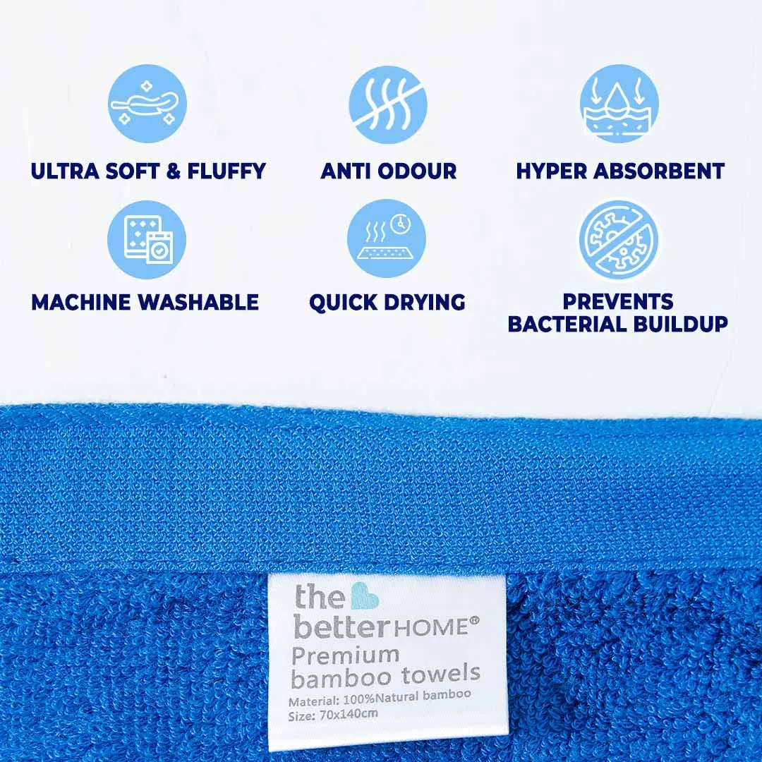 The Better Home Bamboo Bath Towel for Men & Women | 450GSM Bamboo Towel | Ultra Soft, Hyper Absorbent & Anti Odour Bathing Towel | 27x54 inches (Pack of 2, Royal Blue)