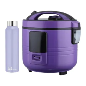 The Better Home FUMATO Cookeasy Automatic 500W Electric Rice Cooker 1.5L & Stainless Steel Water Bottle 1 Litre Purple