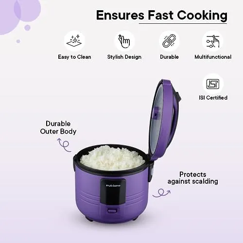 The Better Home FUMATO Cookeasy Automatic 500W Electric Rice Cooker 1.5L & Stainless Steel Water Bottle 1 Litre Purple