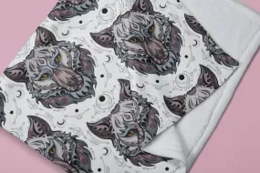 Tribal Wolf White Soft Fluffy Velvet Flannel Fleece Throw Blanket