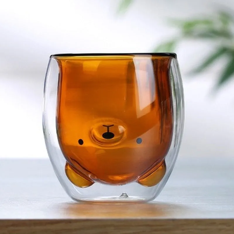 Upside Down Bear Glass Cup