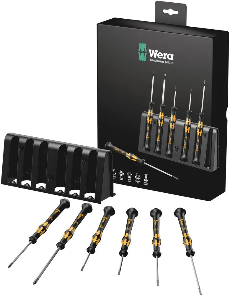 Wera 030170 6pc 1578 A/6 ESD Screwdriver Set and rack for electronic applications