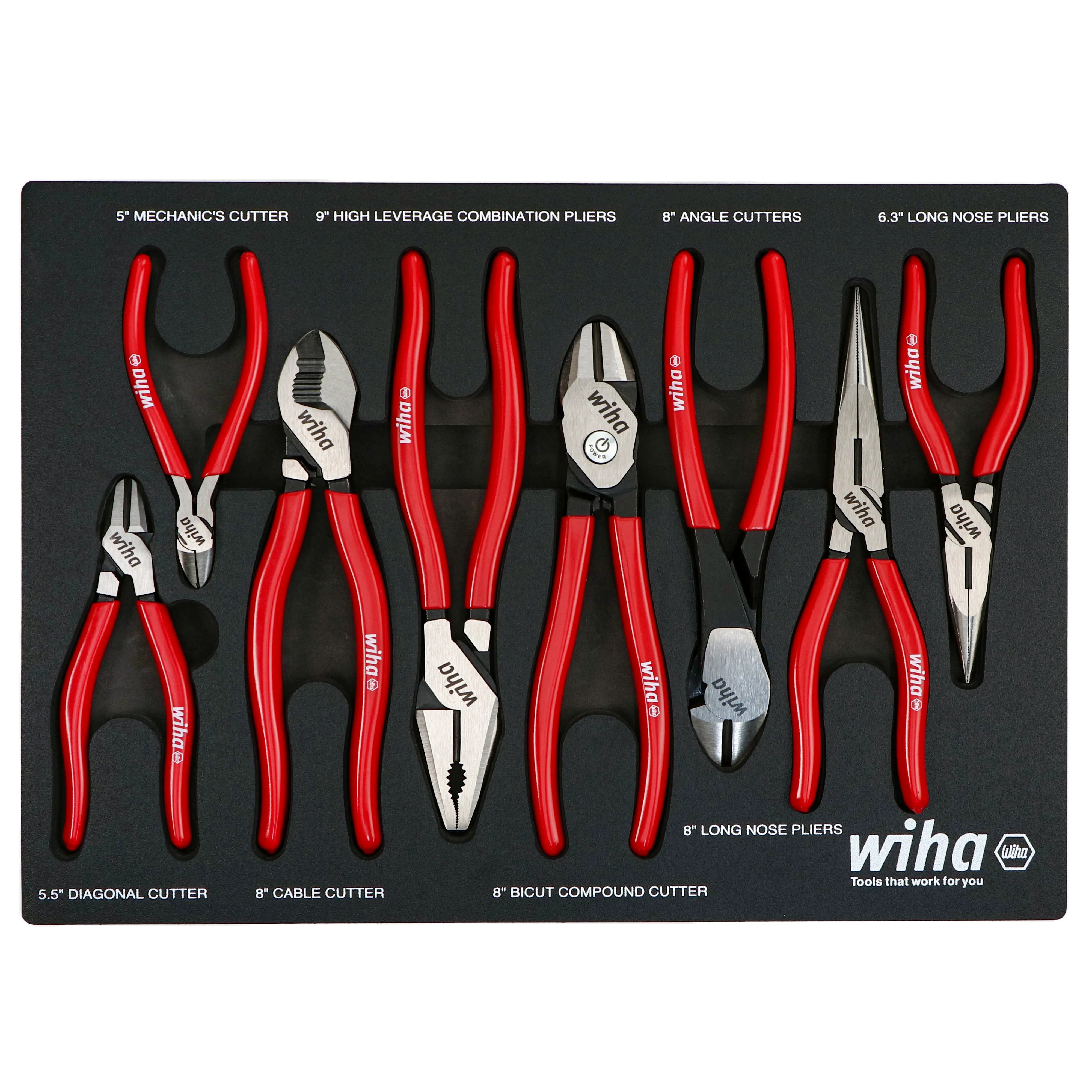 Wiha 34682 8 Piece Classic Grip Pliers and Cutters Tray Set