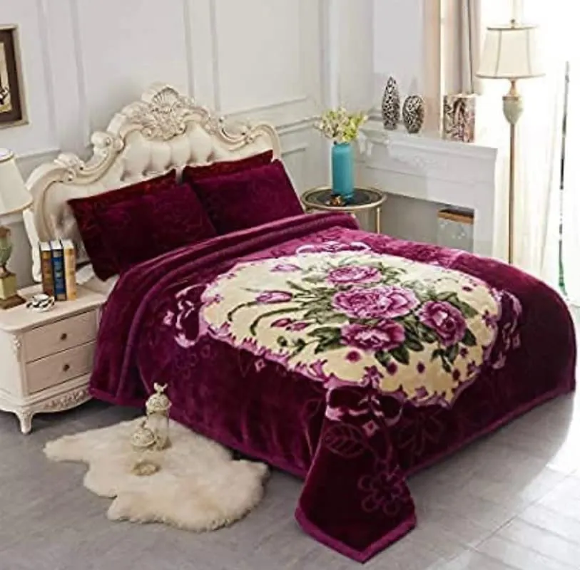 WINSTON HOME Silky Soft Floral Double Bed Embossed Double PlSilky Mink Blankets for Winters - Embossed Design That Will Enhance Your Room with Vibrant Attractive -Multicolor#13