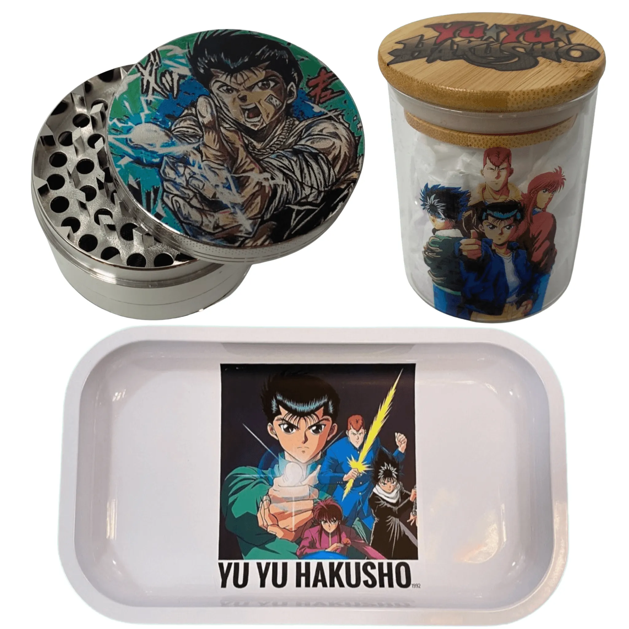 YuYu Hakusho Anime Herb Grinder, Stash Jar, Rolling Tray Set