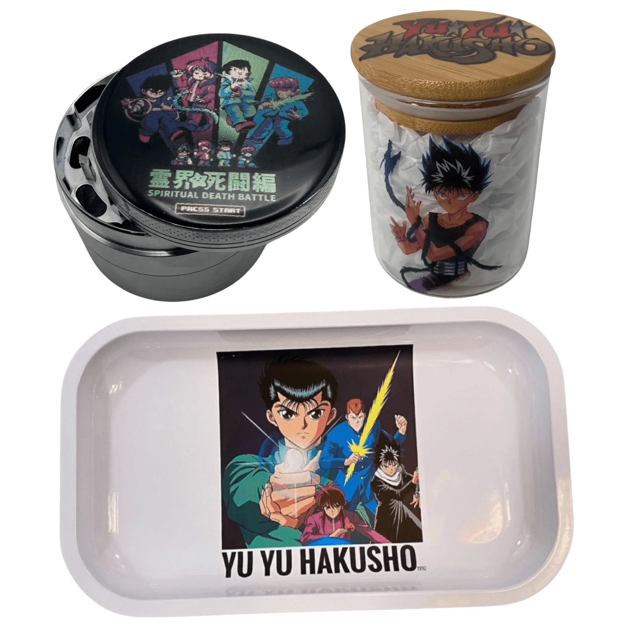 YuYu Hakusho Anime Herb Grinder, Stash Jar, Rolling Tray Set